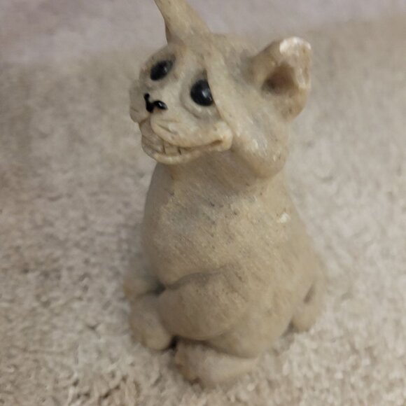 Handcrafted Sad Cat Figurine Stone Cute & Quirky Vintage Quarry Critters Chico - Picture 3 of 14